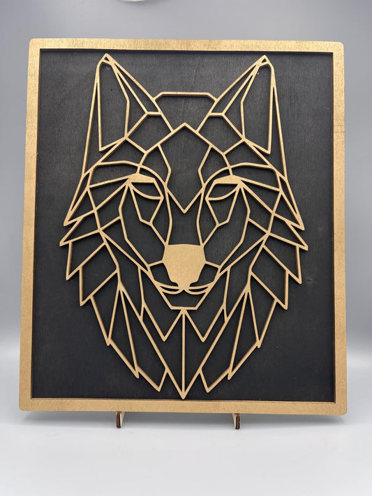 Wanddeko Holz Wolf  330mm x 280mm