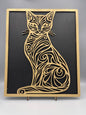 Wanddeko Holz Katze 335mm x 280mm